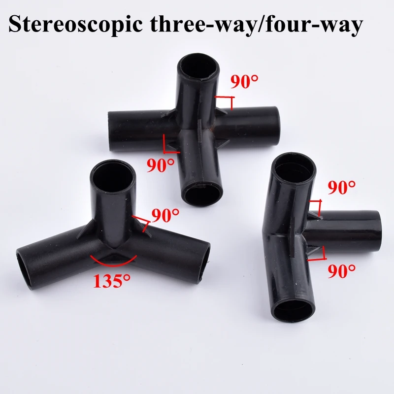 Plant Support Connector 2-30Pcs ABS Black Joint Three-way Four-way 90&deg; Elbow Pipe Connector Plant Support Wardrobe Tent ixed Fittings 12mm Inner Dia