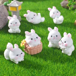7 - Piece Miniature Rabbit Figurine Set - Resin Craft Easter Decor (7pcs)