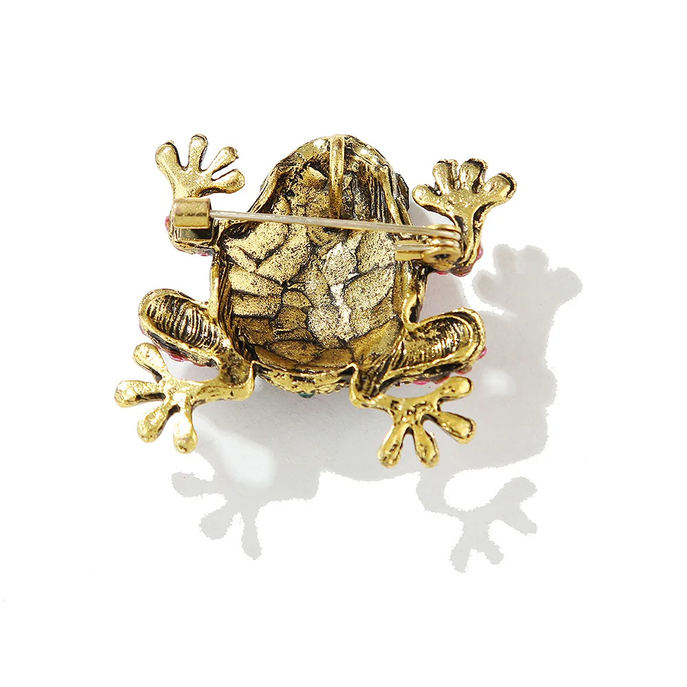 Rhinestone Frog Brooches For Women Fashion Animal Brooch Pin Female Coat Dress Pins Party Jewelry Gift