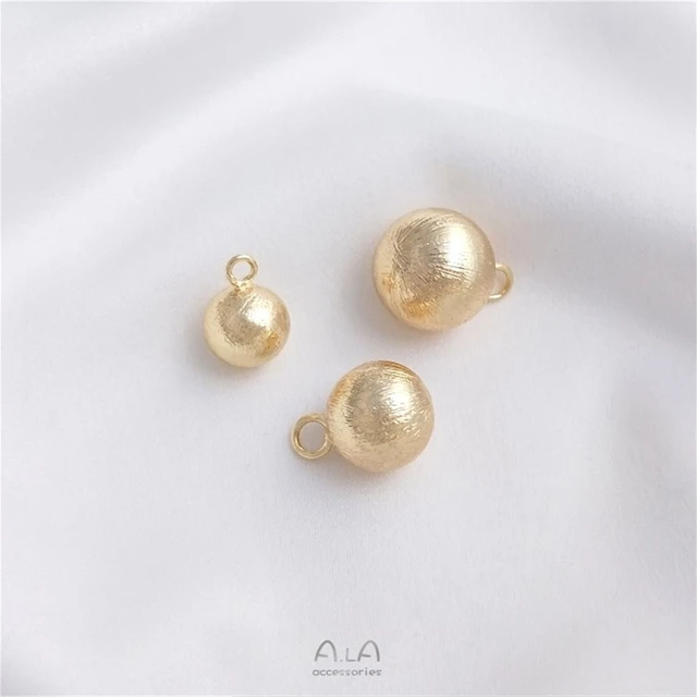 1PCS 4-8MM Round 14K Gold Filled Pendant Smooth ball charms jewelry beads  for DIY bracelet