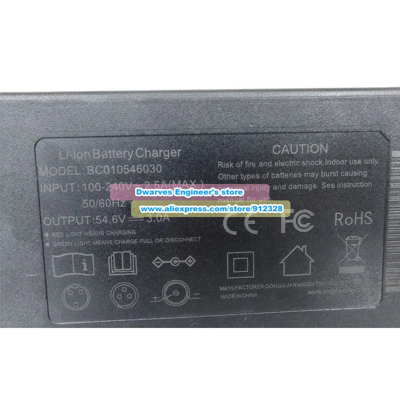 BC010546030 AC 어댑터 54.6V 3A 충전기 48V 3핀 전원 공급 장치용