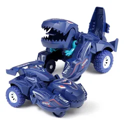2 - in - 1 Dinosaur Deformation Car: Action Collision Transformation Mini Toy for Boys (Blue)