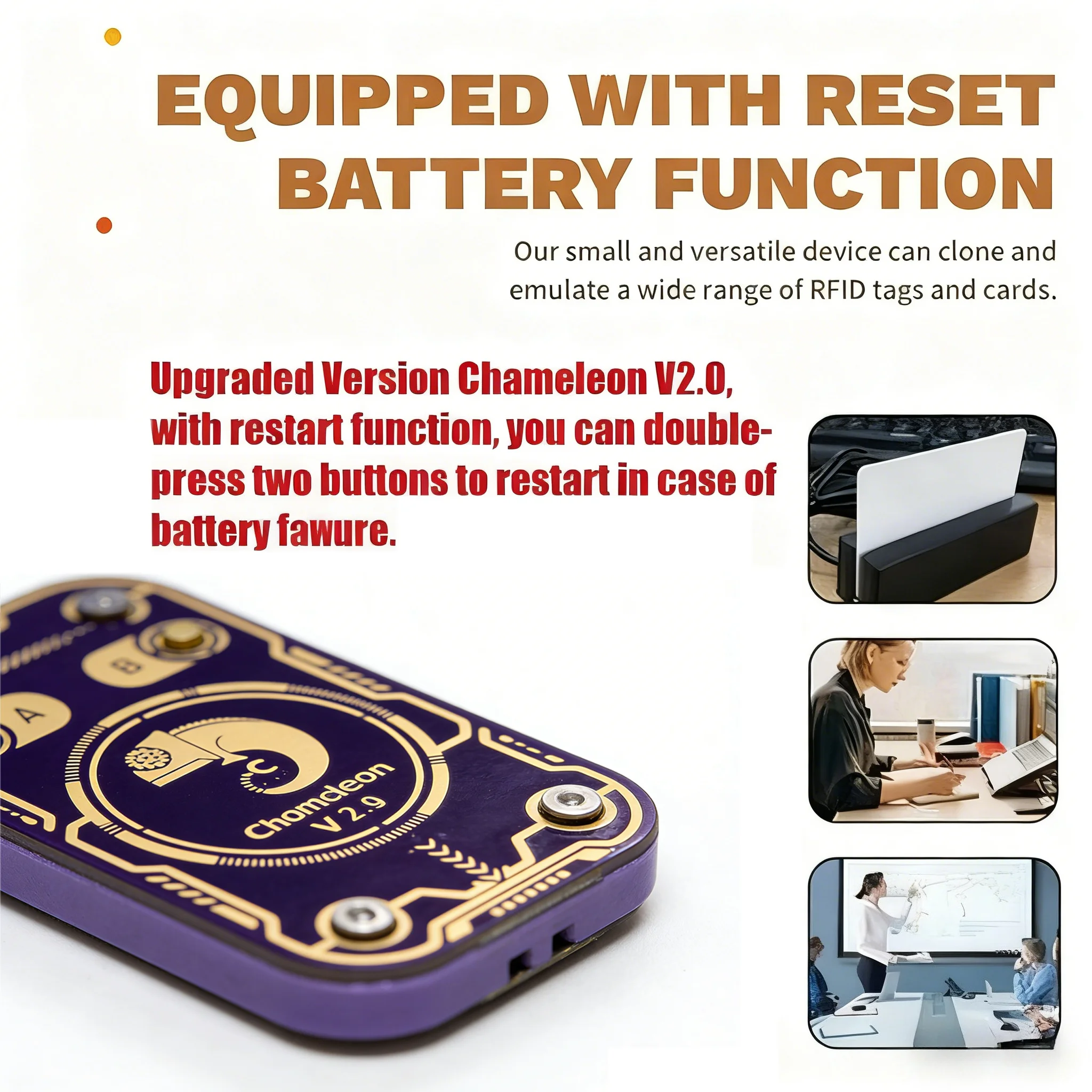 Chameleon Ultra Contactless Smart Card Emulator - Purple NFC Reader and Writer with RFID Smart Chip Copying功能