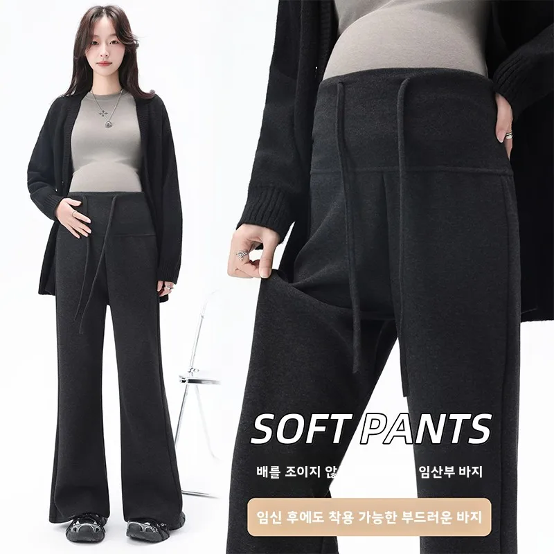 임산부 바지 봄 아우터 배 받침대 없이 편안한 벨보텀 캐주얼 바지 봄 신상 하이웨이스트 롱 팬츠