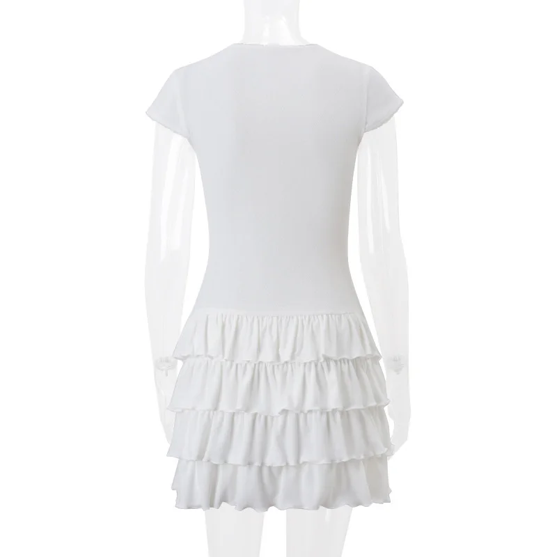 y2k Mini Skirt Women Fairycore Clothes Lace Trim Elastic Waist A-line Layered Ruffle Skirts Party Skirts Streetwear