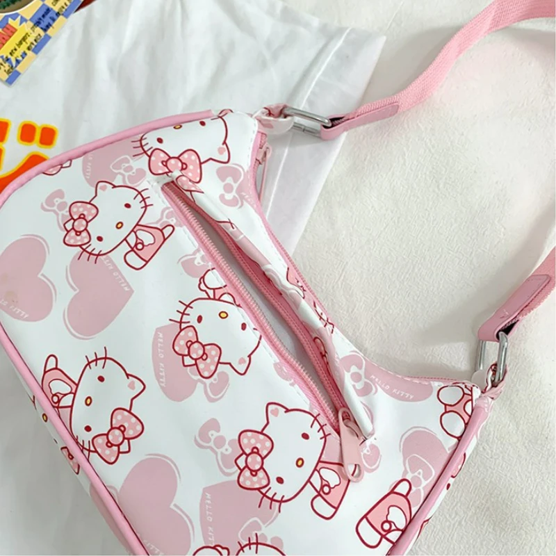 Miniso Hello Kitty Underarm Bag for Women Y2K Sanrio Kuromi Mymelody Messenger Tote Bag Cute Girls Shoulder Bag Purses Handbag 6