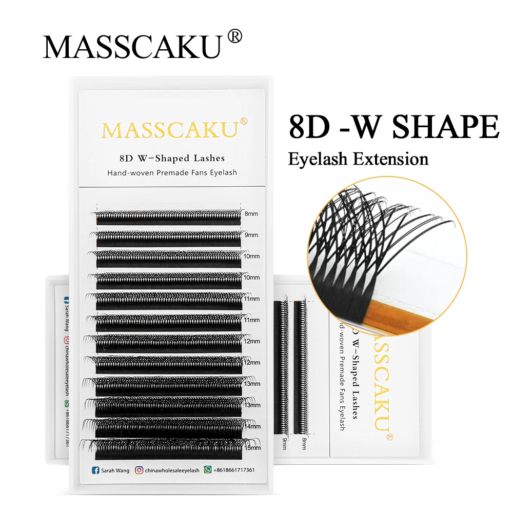 

MASSCAKU W Shape Eyelash Extensions Big Bundle Mega Volume Super Soft Full Dense Premium Cilios Pre-made Fans Bushy Pestañas