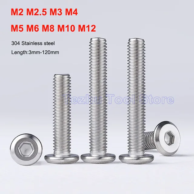 M2-M12 304 Stainless Steel Large Flat Hex Hexagon Socket Allen Head Furniture Rivet Screw Connect Joint Bolt