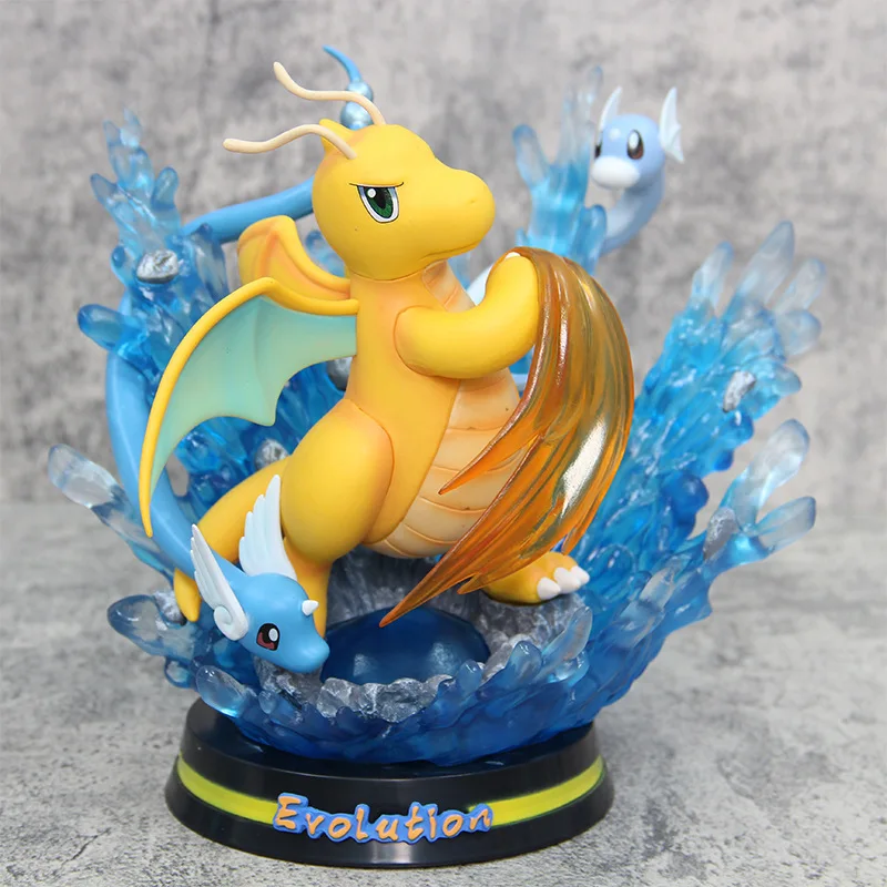 

23cm PVC Pokemon Dragonite Family Evolution Scenarios Anime Figure Luminous Model Ornaments Collectible Toy Holiday Gifts