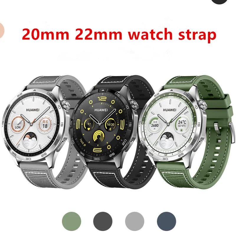 

20mm 22mm Silicone+Woven Strap For Huawei Watch GT 4 46mm Amazfit GTR Bip Bracelet for Samsung Galaxy Watch 42mm 46mm Gear S3 S2