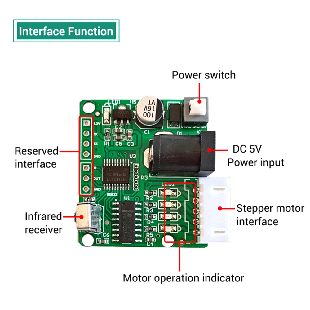 Stepper Motor 5V 4-Phase 28BYJ48 DC Gear Step Stepper Motor + ULN2003 Driver Board + IR Infrared Remote Control ULN2003 PIC MCU DIY