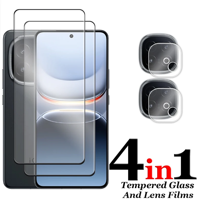 6-in-1 Full Coverage Tempered Glass Screen Protector with Lens Film
