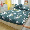 1 Simple Modern Plant Flower Printed Matte Fitted Sheet, Bedroom Printed Bed Cover, Bedding (Excluding Pillowcases) 1