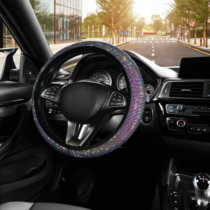 

Diamond Steering Wheel Cover Crystal Car Steering Wheel Cover For Women Girls Auto Steering Protection Automobile accessories