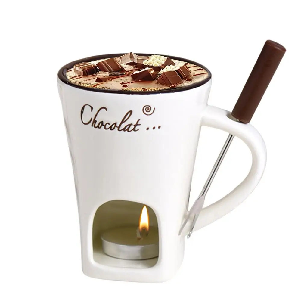 Description Picture 2 of itemTea Candle Fondue Set Hot Pot Ceramic Melting Cup Chocolate Fondue Mug Butter Warmer Heating Tea Light Melting Pot for Candy