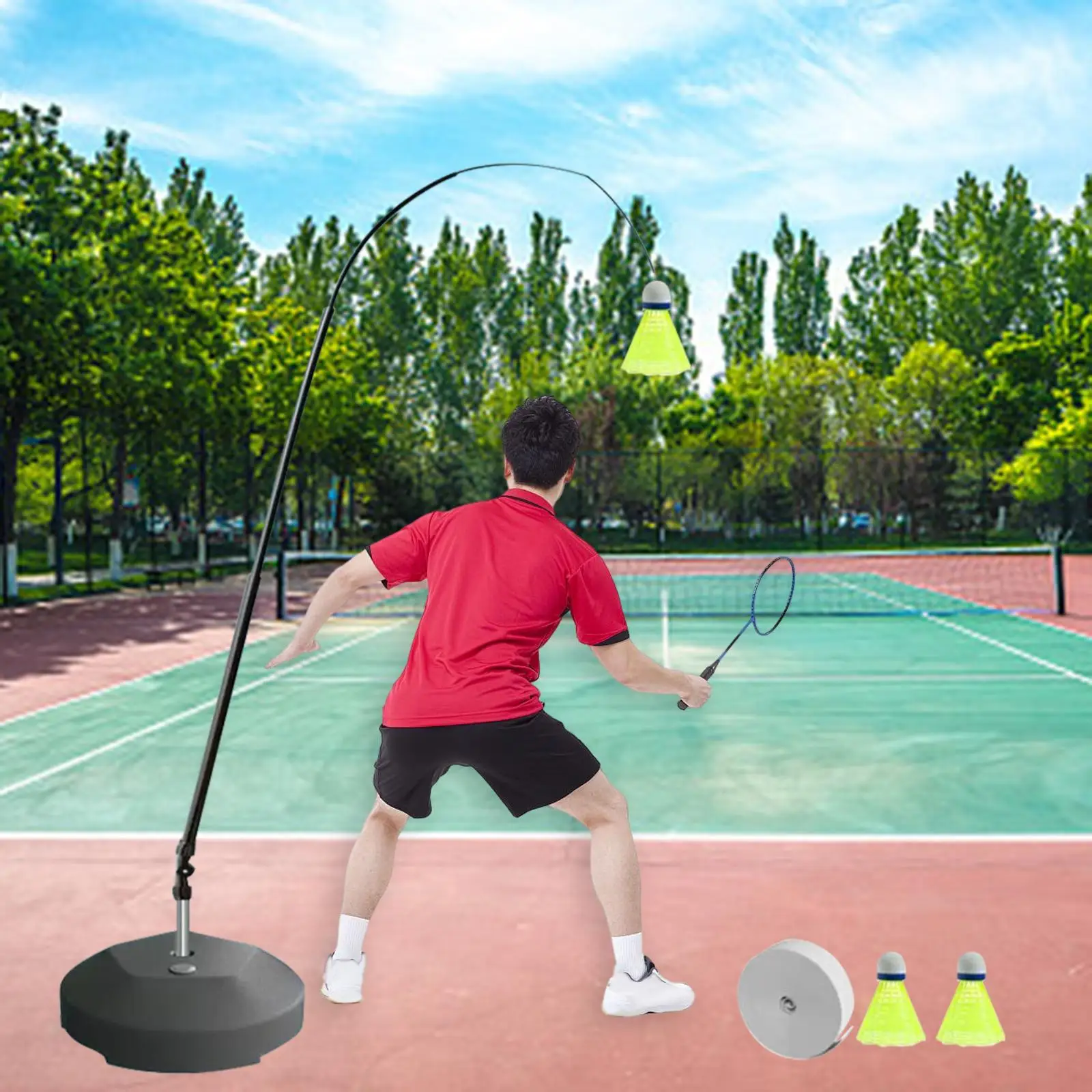 

Portable Self Practice Trainer Aid Single Badminton Training Device for Playing Sports