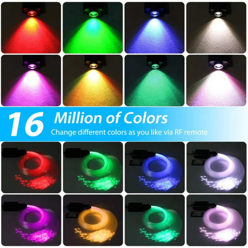 LED Fiber Optic Light RGB Fiber Optic Star Ceiling Kit DIY Starry Sky Effect Lamp Decorative Home fiber optic lamp fiber optic ceiling kit