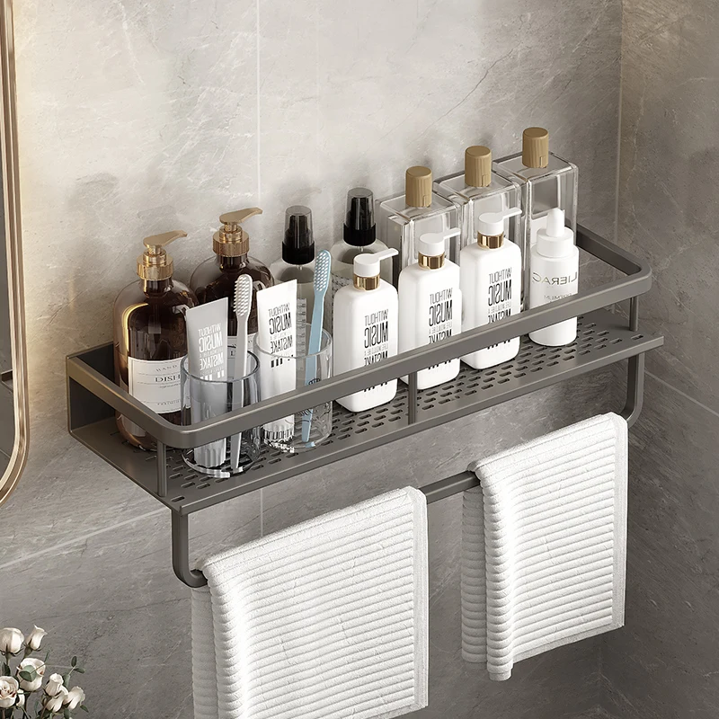 Bathroom Storage Shelf Bathroom Accessories Shelf Organizer Shower Storage Rack Wall Mounted Aluminum Toilet Shampoo Holder 30-50CM