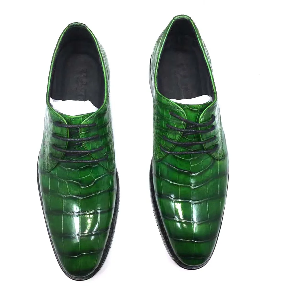 

hulangzhishi new arrival men dress shoes men formal shoes male crocodile shoes leather sole lace up shoes male