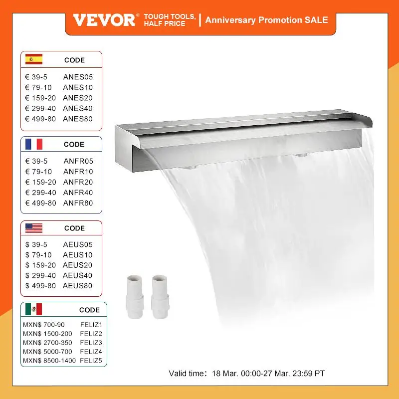 Cascade En Acier Inoxydable 304 Avec Connecteur, Fontaine Extérieure