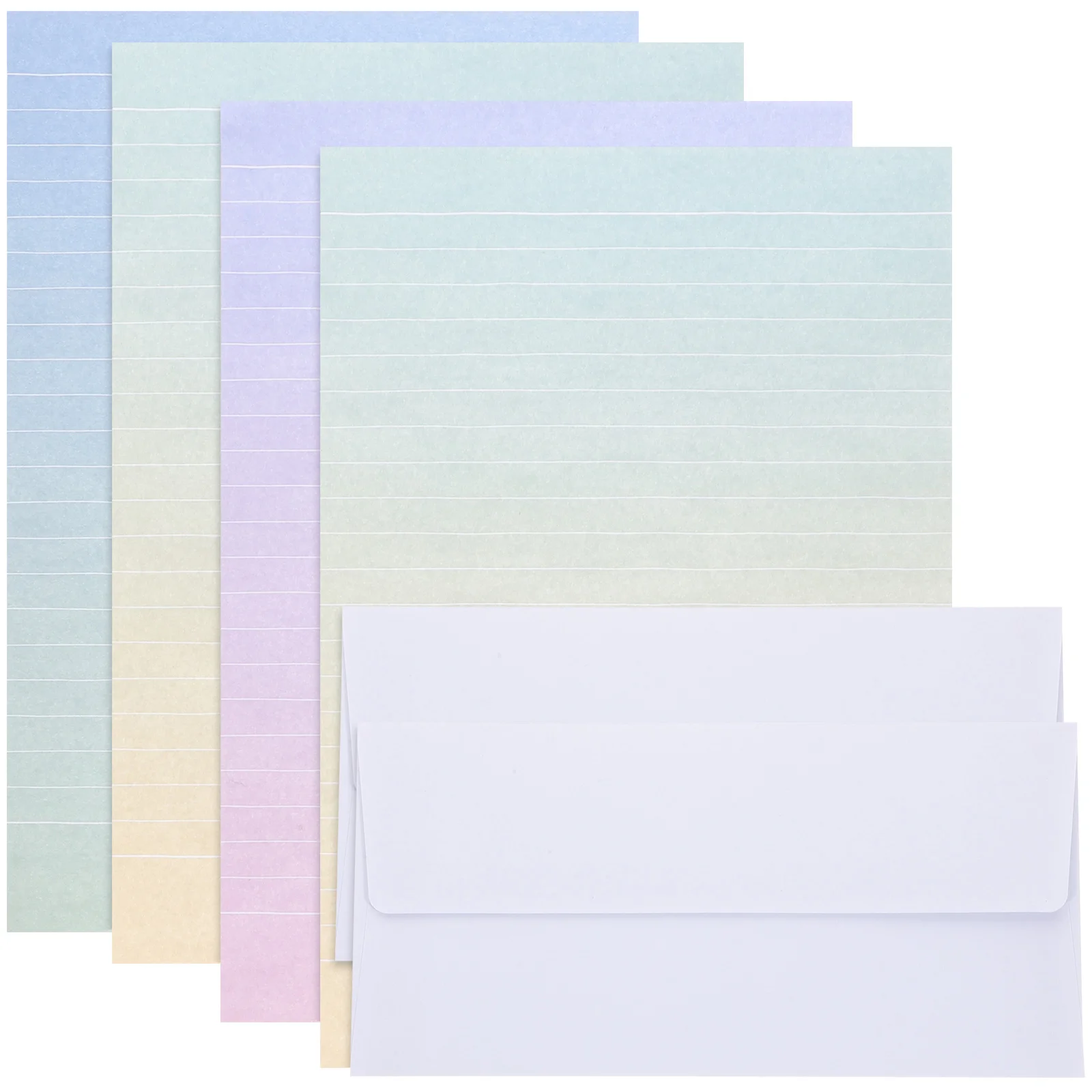 4 Set Stationary Paper Envelopes Set Gradient Color Writing Paper For Letter Invitations Message Note ( Mixed Color )