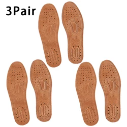 Premium Cowhide Leather Shoe Inserts - Soft, Breathable, Deodorizing, Anti - Slip & Shock Absorbing Insoles - 36 (Brown - 3Pair)