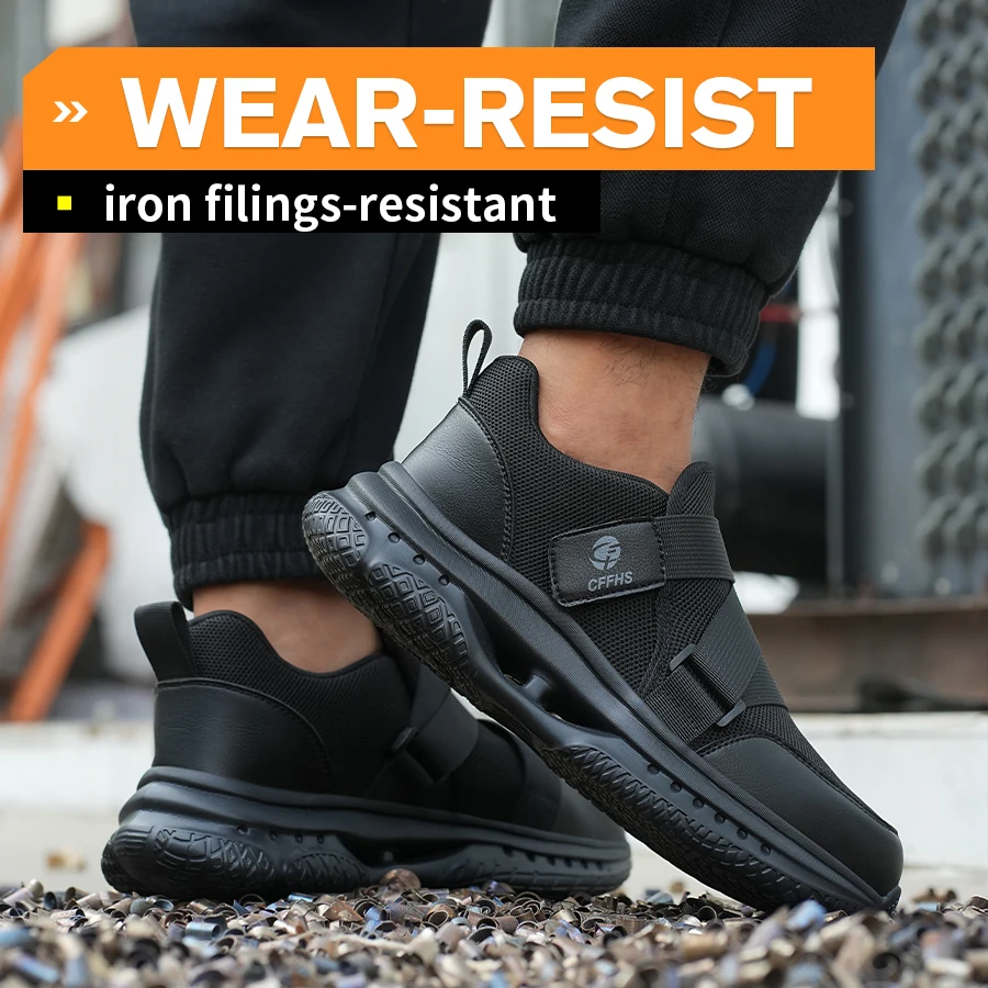 Safety Shoes Velcro-Fastened Men's Breathable Casual Work Safety Shoes with Impact and Puncture Resistance