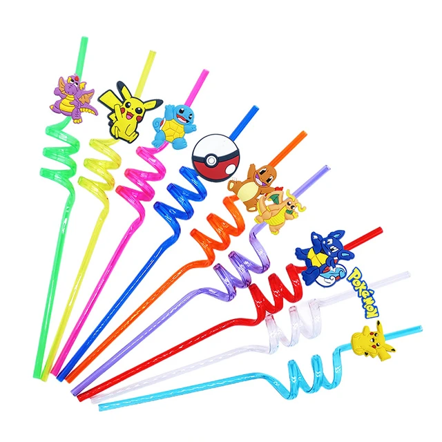 Pokemon Anime Figure Pikachu Reusable Straws Pokemon Party Decoration Kids  Holiday Toys Birthday Party Straws Gifts