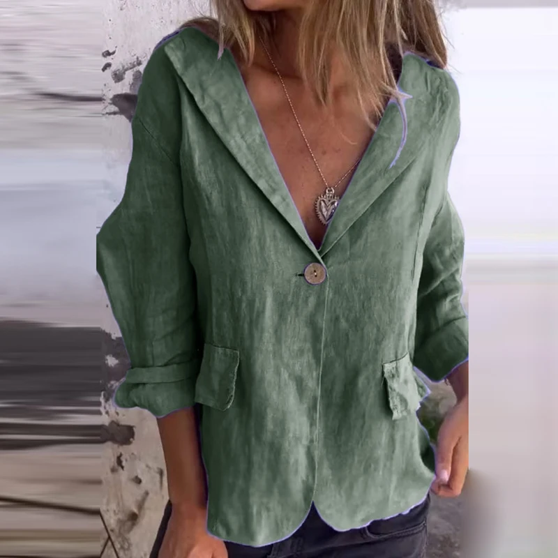 Cotton Blazers For Women BiZtdJrK Cotton Linen Open Front Single