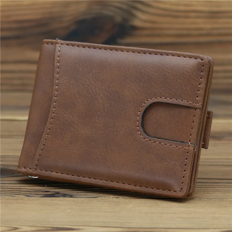 Cartera pequeña de gran capacidad para hombre, monedero plegable de cuero  suave con costuras, bolso para tarjetas de crédito - AliExpress