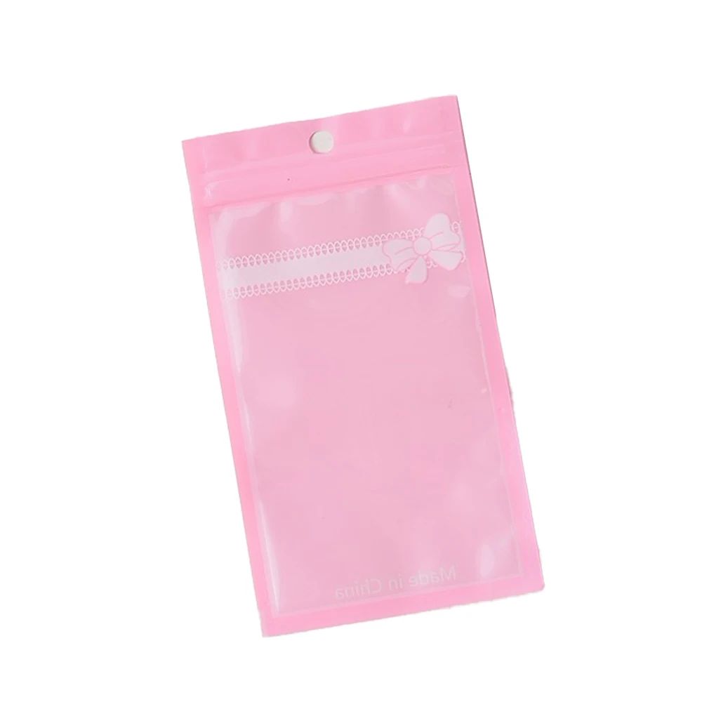 50 stücke 7x9/10,5x15 cm Nette Rosa Schmuck Taschen Mylar Verpackung Zip Beutel Für Schmuck Display Lagerung kleine Unternehmen Verpackung Liefert – Detail 2