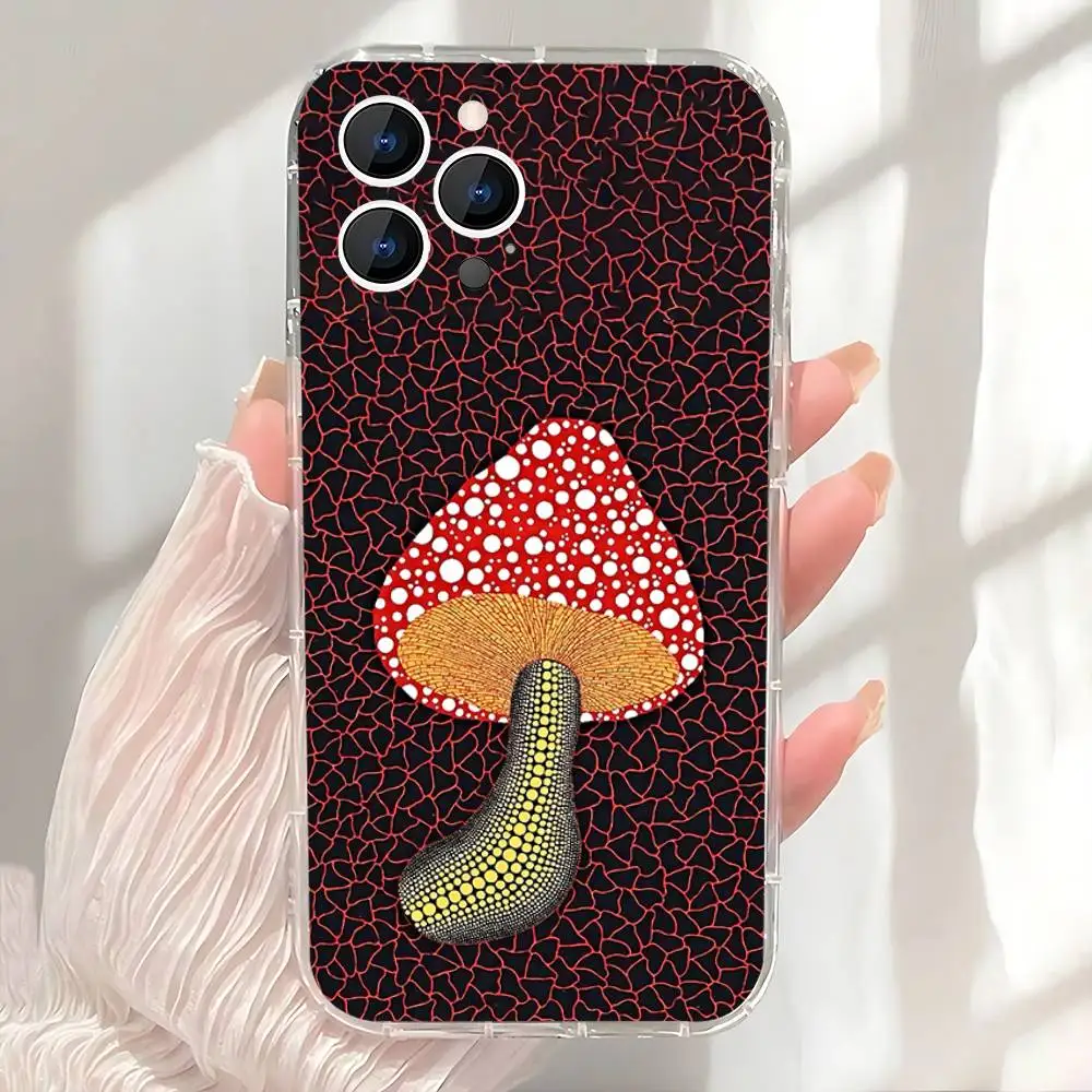 Yayoi Kusama Pumpkin Phone Case For iPhone 17,16,15,14,13,12,11 Pro,Max,Plus,X,XS,XR,SE4,E Mini Transparent Soft Cover – Detail 8