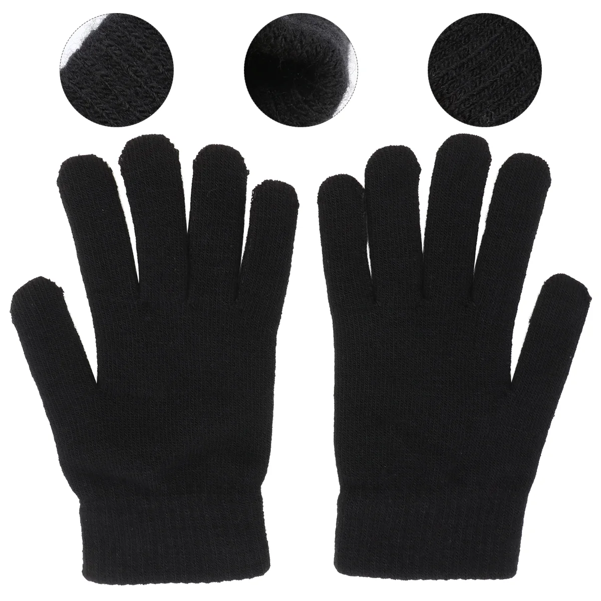 

1 Pair Winter Warm Knitted Gloves Flexible Full Finger Gloves Thicken Gloves