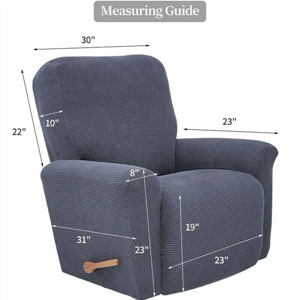 European Style Recliner Stretch Sofa Cover Charcoal Thickened Fleece Recliner Protection Pad Non-slip Furniture Cover 3