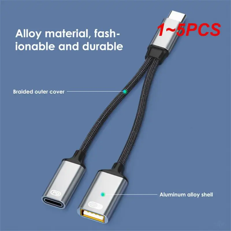 

2 в 1, адаптер USB C OTG для быстрой зарядки ноутбука, 1-5 шт.