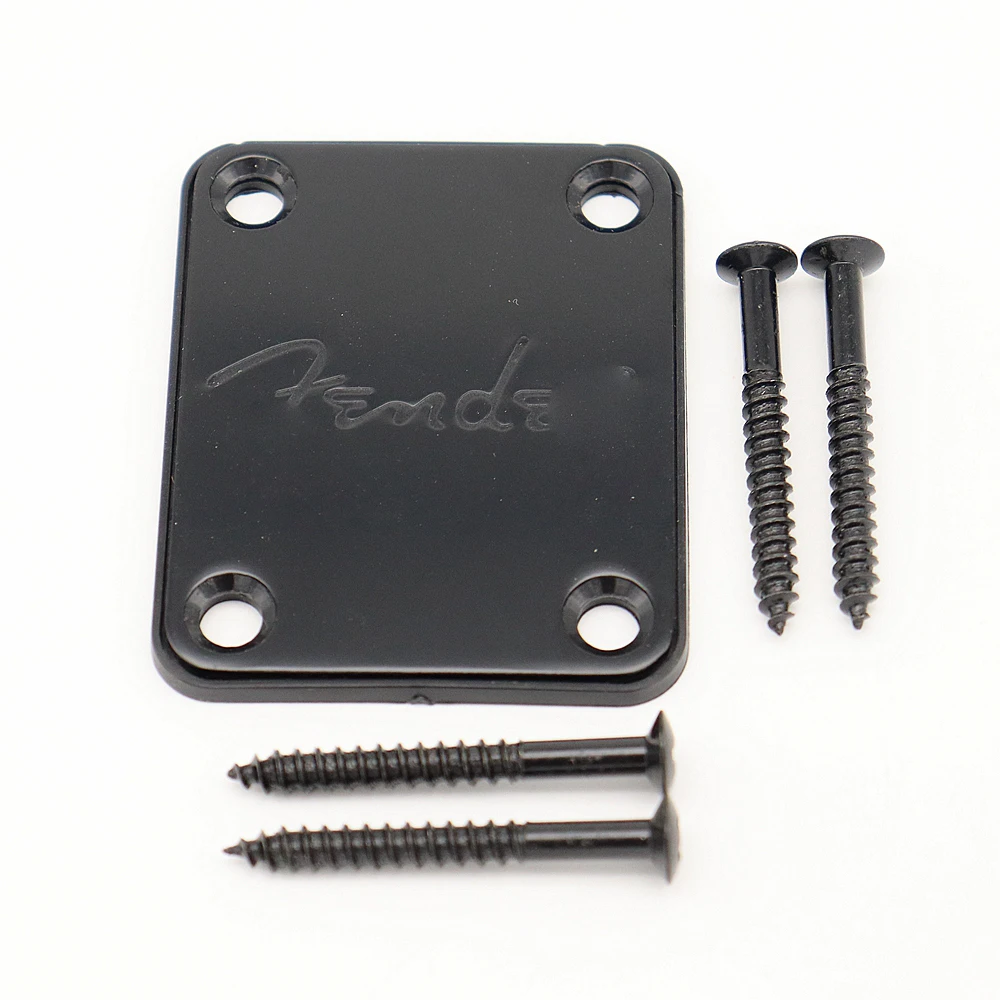 1 Set Electric Guitar Neck Plate with Screws for ST TL Guitar Jazz Bass Replacement Black