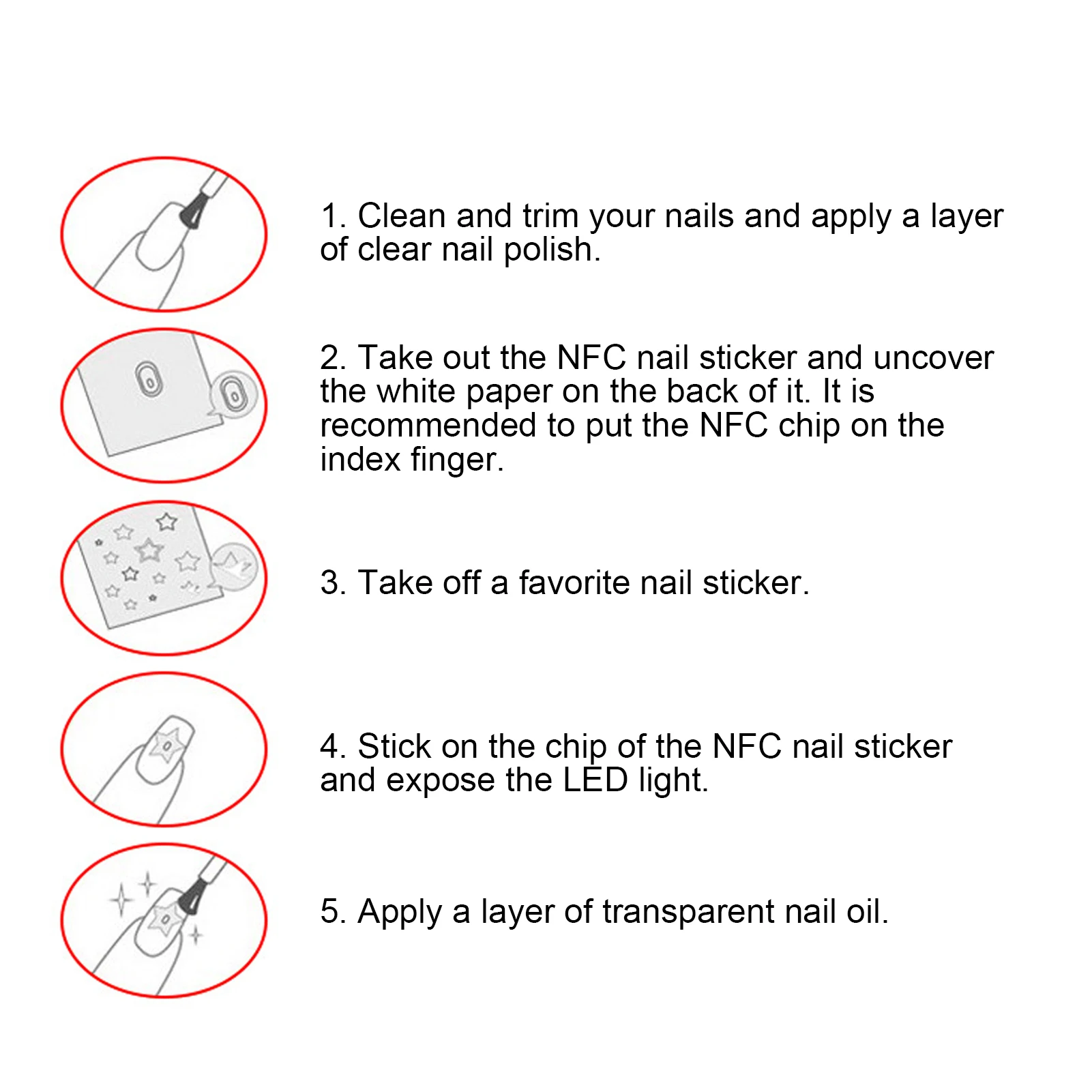 7Pcs NFC Lighting Nail Art Stickers Different Colors Self Adhesive Intelligent Nail Stickers Light Flash Nail Art Tool Salon 5