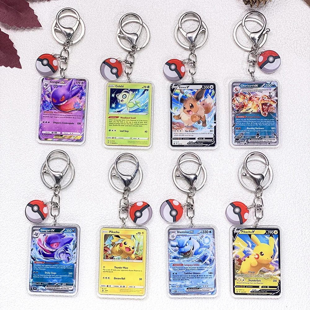 Pokémon Pikachu Bulbasaur Eevee Squirtle Niedlicher Schlüsselanhänger, Zubehör, Acryl-Anhänger, Anhänger für Tasche, Schlüsselhalter, Rucksack-Dekoration