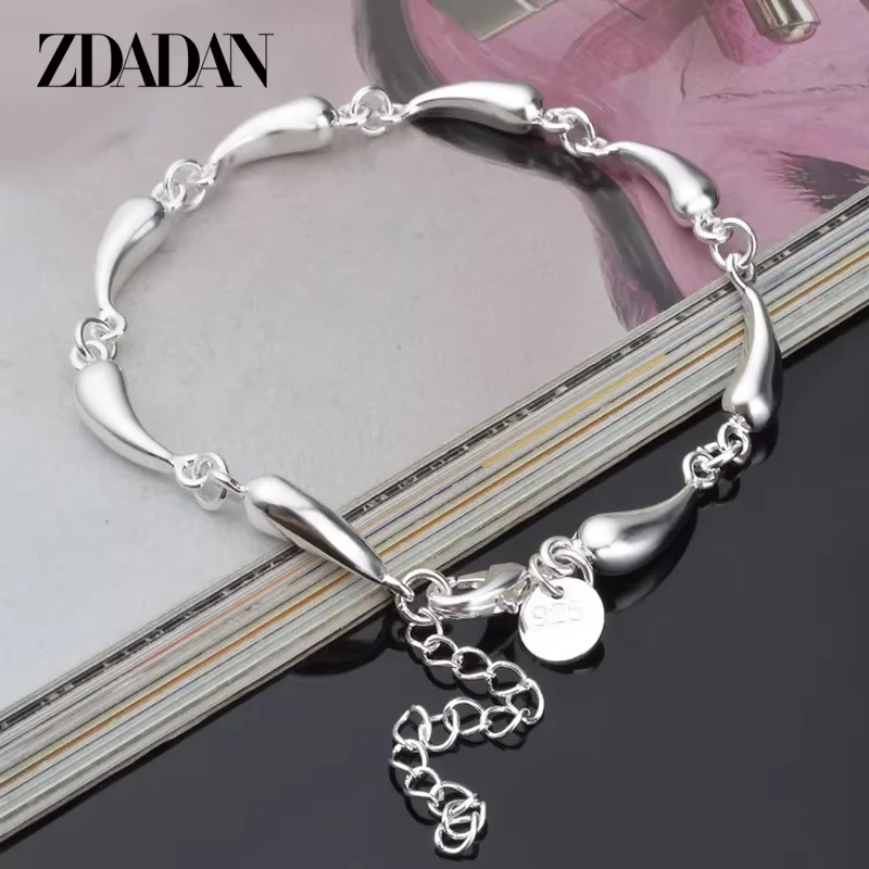 ZDADAN 925 Silber Armband mit vollem Wassertropfen-Design für Damen, Modeschmuck, Partygeschenke – Detail 1