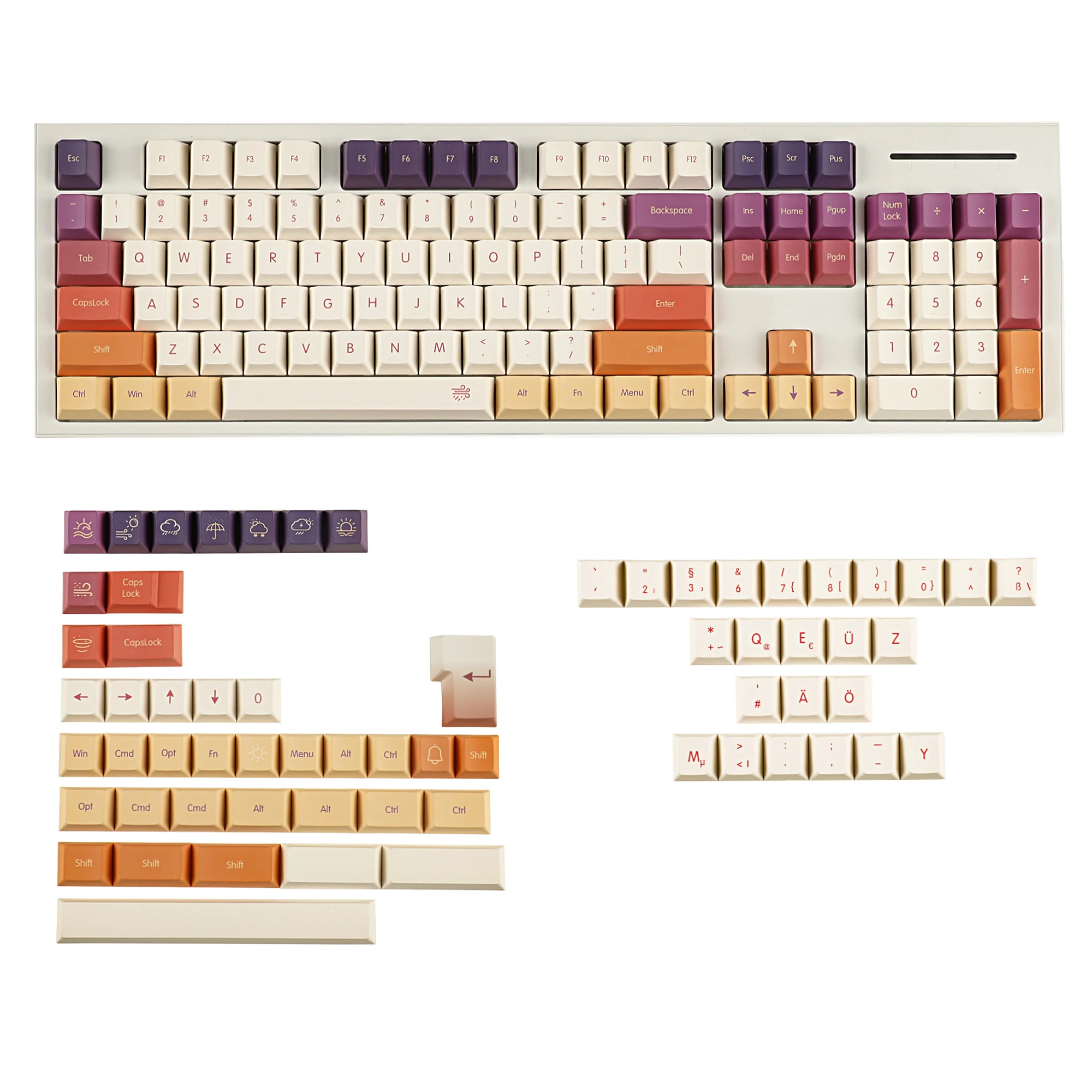 Iso Nuvem Dye Sub Keycaps Grupo 17 mm de Espessura Alemão Francês Grosso Pbt Cherry Keycap Perfil para Qwertz Azerty Teclado mx