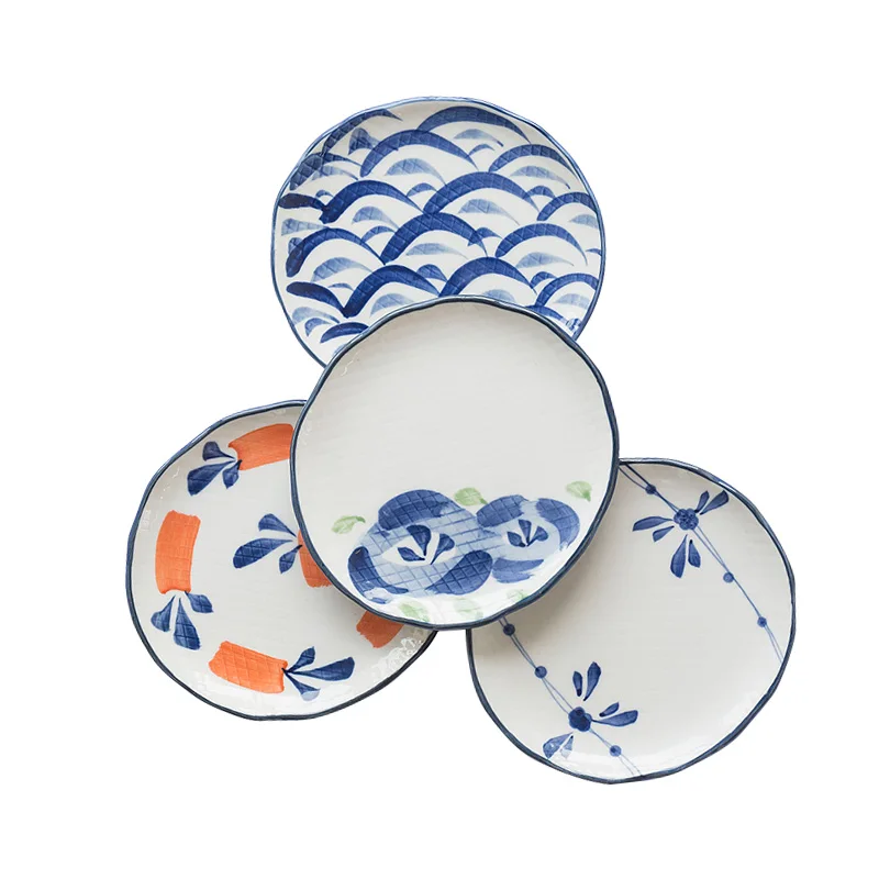 

ceramic dinner plates retro Japan style 5 inch irregular under glazed porcelain 1 piece cake dessert dishes handpainted dish