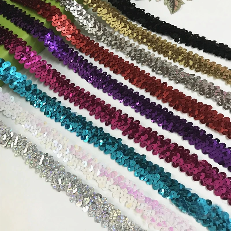 

400 ярдов блестящая отделка кружевная лента 2 см эластичная танцевальная одежда занавеска для рукоделия блестки аксессуары для рукоделия