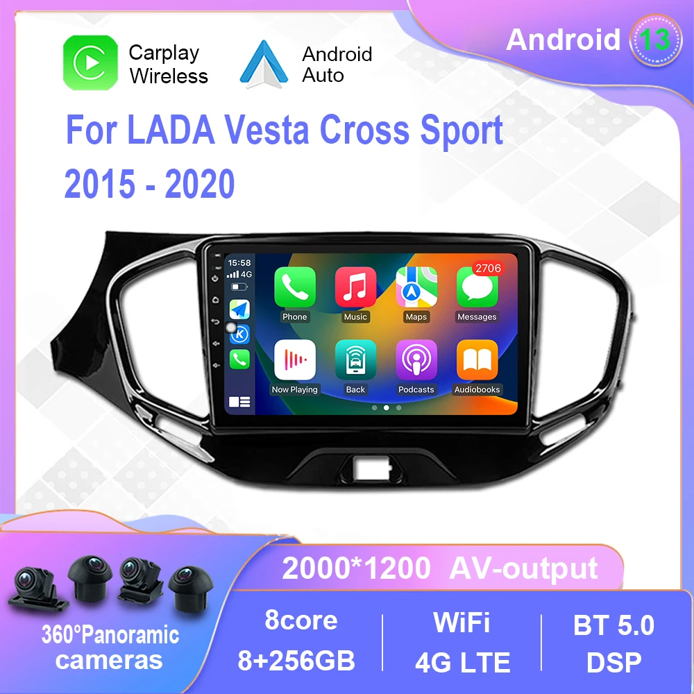 

Автомагнитола 2 din на Android 12,0 для LADA Vesta Cross Sport 2015-2020, мультимедийный видеоплеер, навигация, стерео, Carplay, dvd