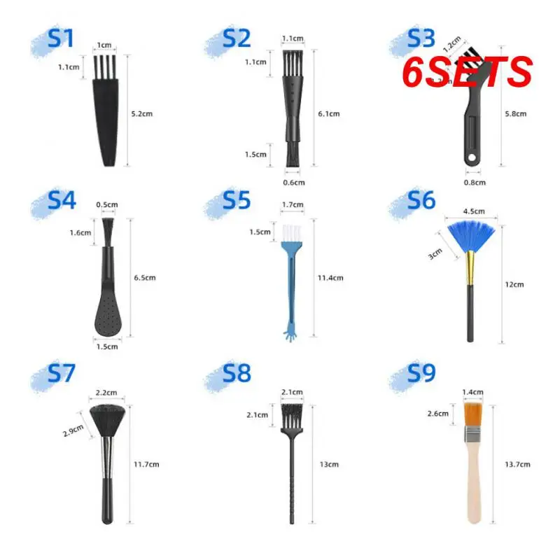 

6SETS Small Space Cleaner Keyboard Pc Cleaning Brush Kit Crevice Brush Anti-static For Camera Tablet Earphone