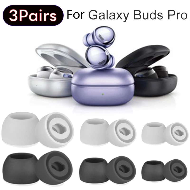 

3Pair For Samsung Galaxy Buds Pro Anti-drop Eartips Earplug Replace Ear Cushion Cap For Buds Pro Soft Silicone Ear Tips S M L