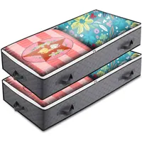 Foldable Underbed Bag -Blanket Clothes Quilt Organizer Breathable Zipper Storage Bag for Bedroom 1