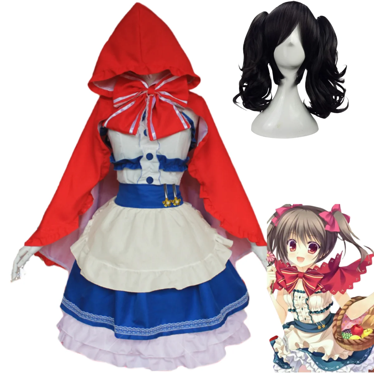Anime LoveLive！Nico Yazawa Cosplay Costume Wig Little Red Riding Hood Dress  Cloak Woman Kawaii Halloween Birthday Party Suit - AliExpress