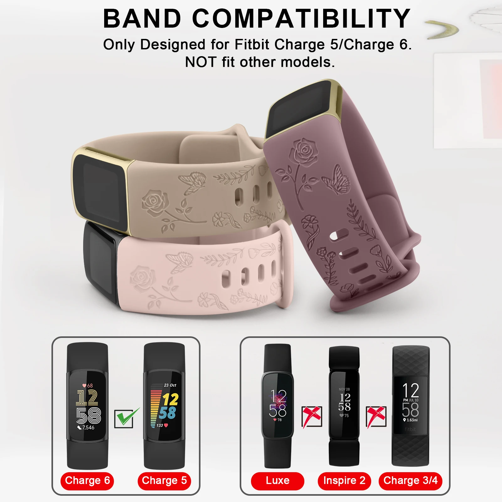 Silicone Floral Watch Band Replacement