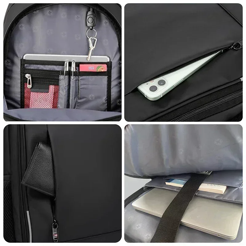 SWISS Men Laptop Backpack Waterproof Anti Theft USB Bag Large Capacity Fashion School Backpack Travel Backpack Back Pack Mochila 3