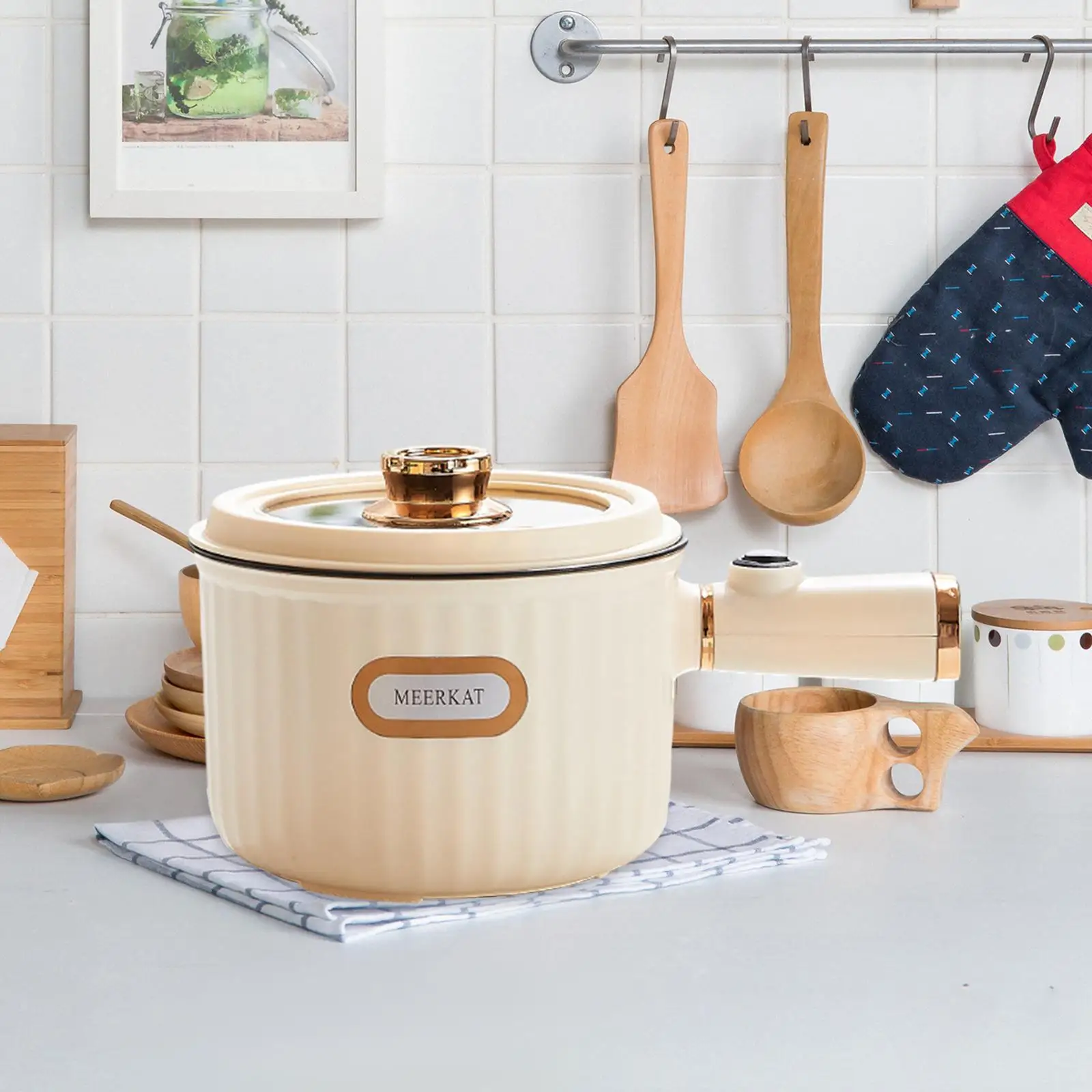 Multi Functional Mini Cooker Pot Nonstick Household 1.6L Multifunctional Electric Skillet for Oatmeal Ramen Steak Dumpling 4
